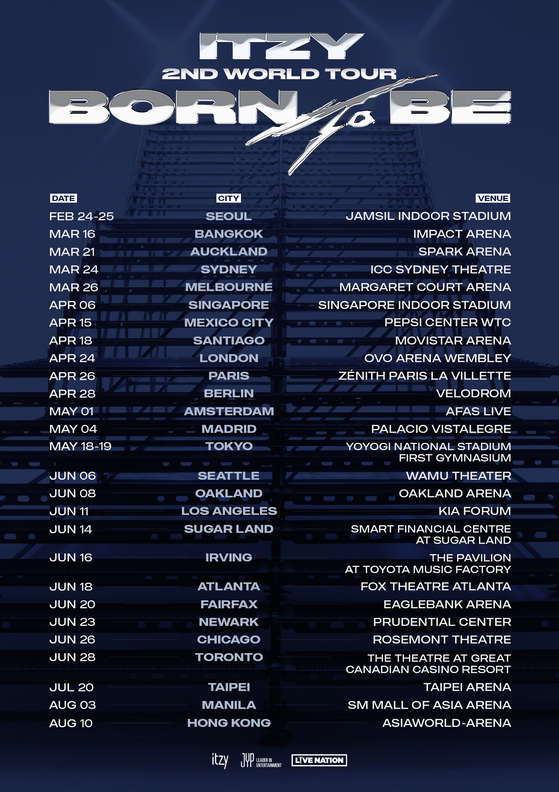 Schedule poster of ITZY's upcoming world tour [JYP ENTERTAINMENT]