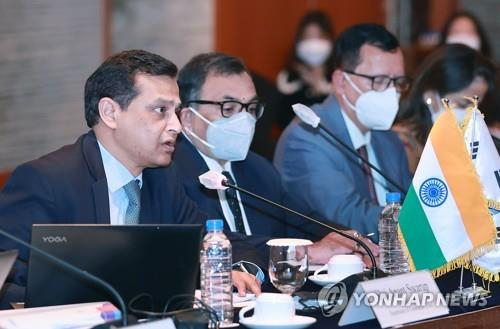 An Indian delegation for the ninth round of talks to upgrade the Comprehensive Economic Partnership Agreement in Seoul on Nov. 3, 2022. [YONHAP]