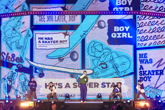 Boy band Tomorrow X Together performing at the ″2024 TXT Fanlive Present X Together,″ a meet and greet held on March 2 and 3 to celebrate the band's fifth anniversary of debut [BIGHIT MUSIC]