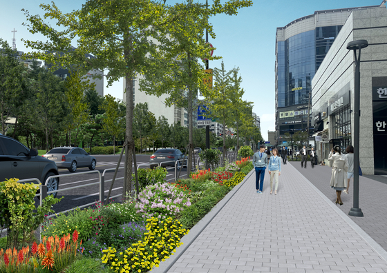 Flowers are planted along a roadside in a rendered image provided by the Seoul city government on Thursday. [SEOUL METROPOLITAN GOVERNMENT]