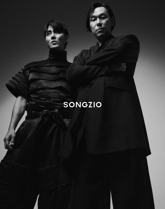 Actor and Songzio muse Cha Seung-won, left, and chairman Song Zio, in a photoshoot for Songzio's 30th anniversary collection last September [SONGZIO]