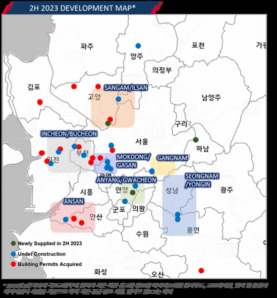 A map of data center development in the greater Seoul area as of the second half of 2023 [CUSHMAN & WAKEFIELD KOREA]