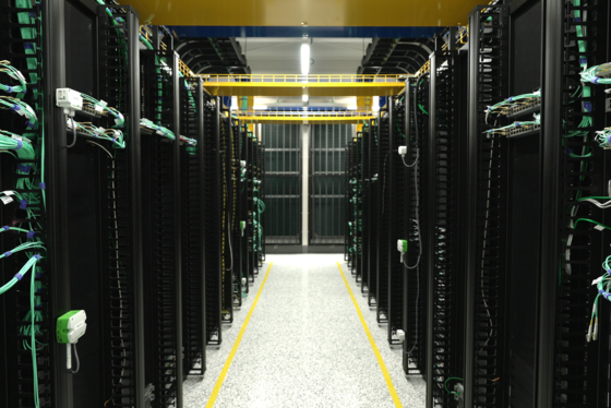 Rows of GPU racks are situated in two of the computing rooms at NHN Cloud's Gwangju data center. [NHN CLOUD]