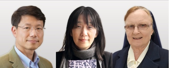 From left, Prof. Peter Park, Novelist Han Kang and Sister Geradine Ryan 