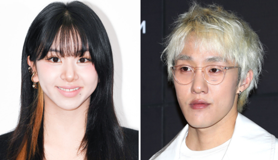 Chaeyoung of girl group Twice, left, and singer Zion. T [MBC, SPOTV NEWS]