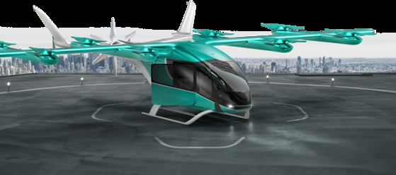 A rendered image of electric vertical takeoff and landing (eVTOL) vehicles by Eve Air Mobility [KAI]