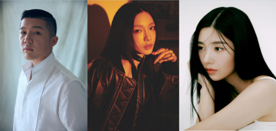 Cho Sae-ho, left, Taeyeon, center and Kwon Eun-bi [A2Z ENTERTAINMENT, SM ENTERTAINMENT, WOOLLIM ENTERTAINMENT]