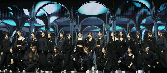 Girl group tripleS performs ″Girls Never Die,″ the lead track of its first full-length album ″Dimension24″ on Wednesday. [YONHAP]