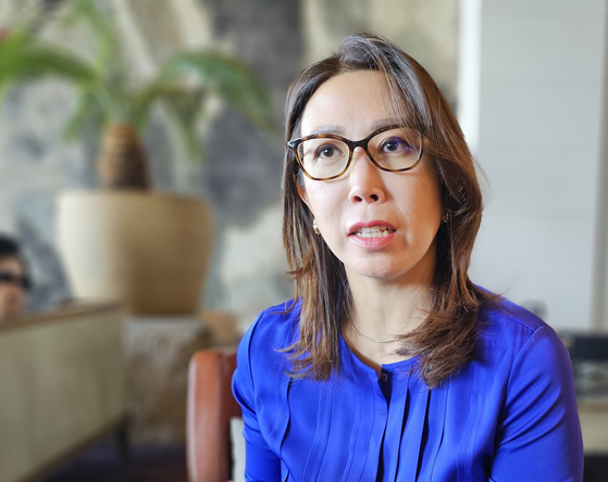 Alliance Advisors Managing Director Julie Rhee speaks during an interview with the Korea JoongAng Daily in central Seoul on May 10. [SHIN HA-NEE]