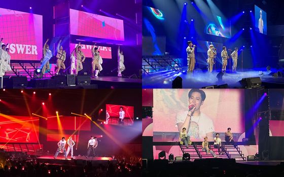 Boy band AB6IX held its 2024 fan concerts, ″Find You,″ at the KBS Arena in Gangseo District, western Seoul, on Saturday and Sunday. [BRANDNEW MUSIC]