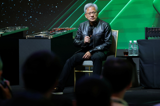 Nvidia CEO Jensen Huang attends an event at Computex forum in Taipei, Taiwan June 4, 2024. [YONHAP/REUTERS]
