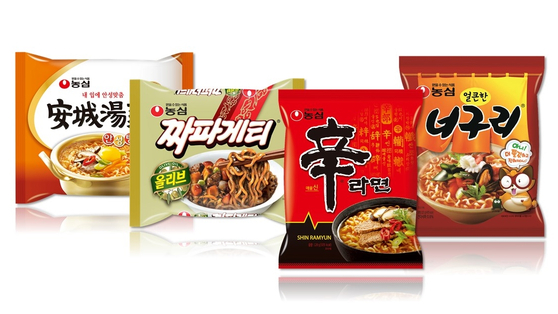 Four instant noodle products from Nongshim. [NONGSHIM]