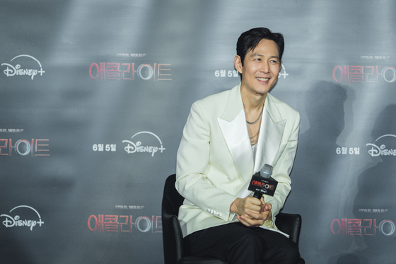 ″Squid Game″ (2021) actor Lee Jung-jae speaks during a press conference for Disney+ original series ″The Acolyte″ last Wednesday in Yongsan District, central Seoul. [WALT DISNEY COMPANY KOREA]