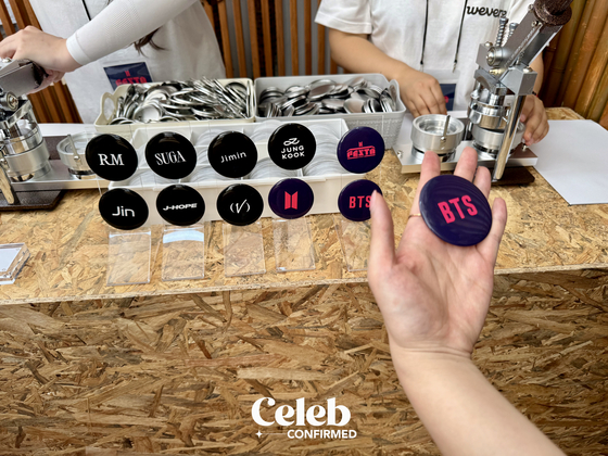 Badges are available with the BTS logo and names of the members [DANIELA GONZALEZ PEREZ]