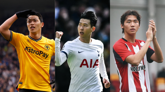 From left: Hwang Hee-chan, Son Heung-min and Kim Ji-soo  [SCREEN CAPTURE; AFP; REUTERS/YONHAP]