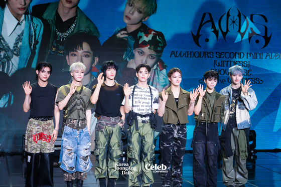 Boy band All(H)ours poses for the camera during a press showcase Tuesday at the Ilchi Art Hall in Gangnam District, southern Seoul. [DANIELA GONZALEZ PEREZ]