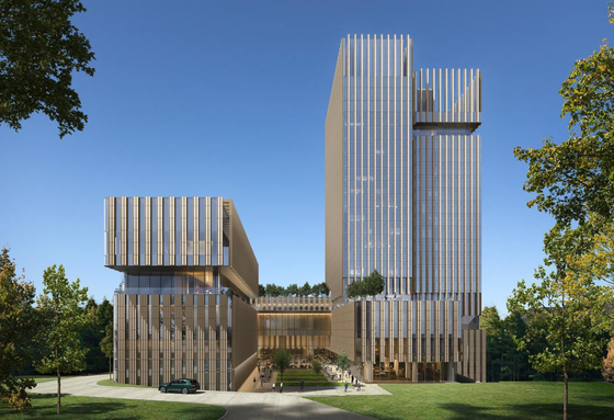 A computer-generated image of an upcoming luxury hotel from the local hospitality conglomerate Paradise Group, slated to open in Seoul by 2028. [PARADISE GROUP]