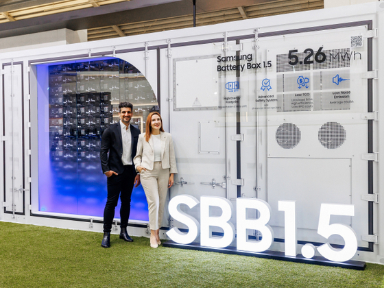 Samsung's latest Samsung Battery Box, a battery for energy storage systems, features a 37 percent increase in energy density over previous products. [SAMSUNG SDI] 