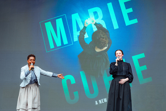 The West End cast of "Marie Curie" gives a live performance of the show at London's Trafalgar Square during West End LIVE on June 22. [LIVE]