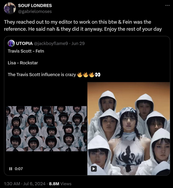 Gabriel Moses' post on X, formerly known as Twitter, explaining allegations of plagiarism against Lisa [SCREEN CAPTURE]