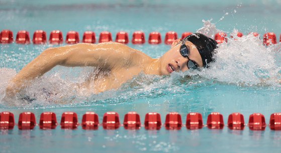Hwang Sun-woo trains at Jincheon National Training Center in Jincheon, North Chuncheong during a media day ahead of the 2024 Paris Olympics on June 26. [YONHAP]
