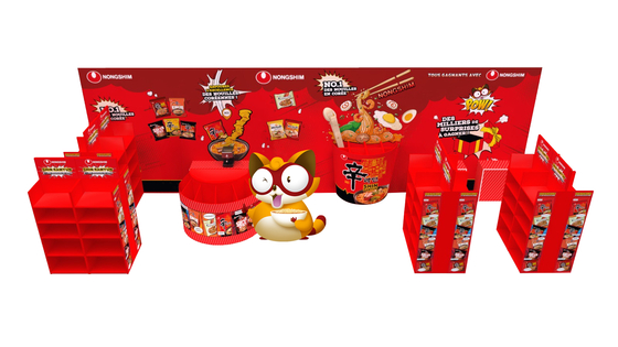 Korean ramyeon manufacturer Nongshim will open pop-up stores themed around its flagship Shin Ramyun at five Carrefour stores in Paris from Monday through Aug. 12. [NONGSHIM]
