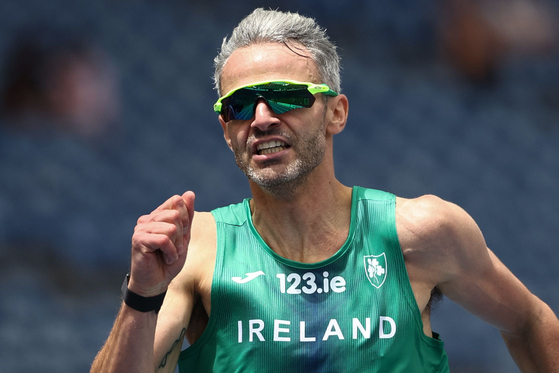 Ireland's Thomas Barr competes in the men's 400m hurdles during the European Athletics Championships in Rome on June 9.  [AFP/YONHAP]