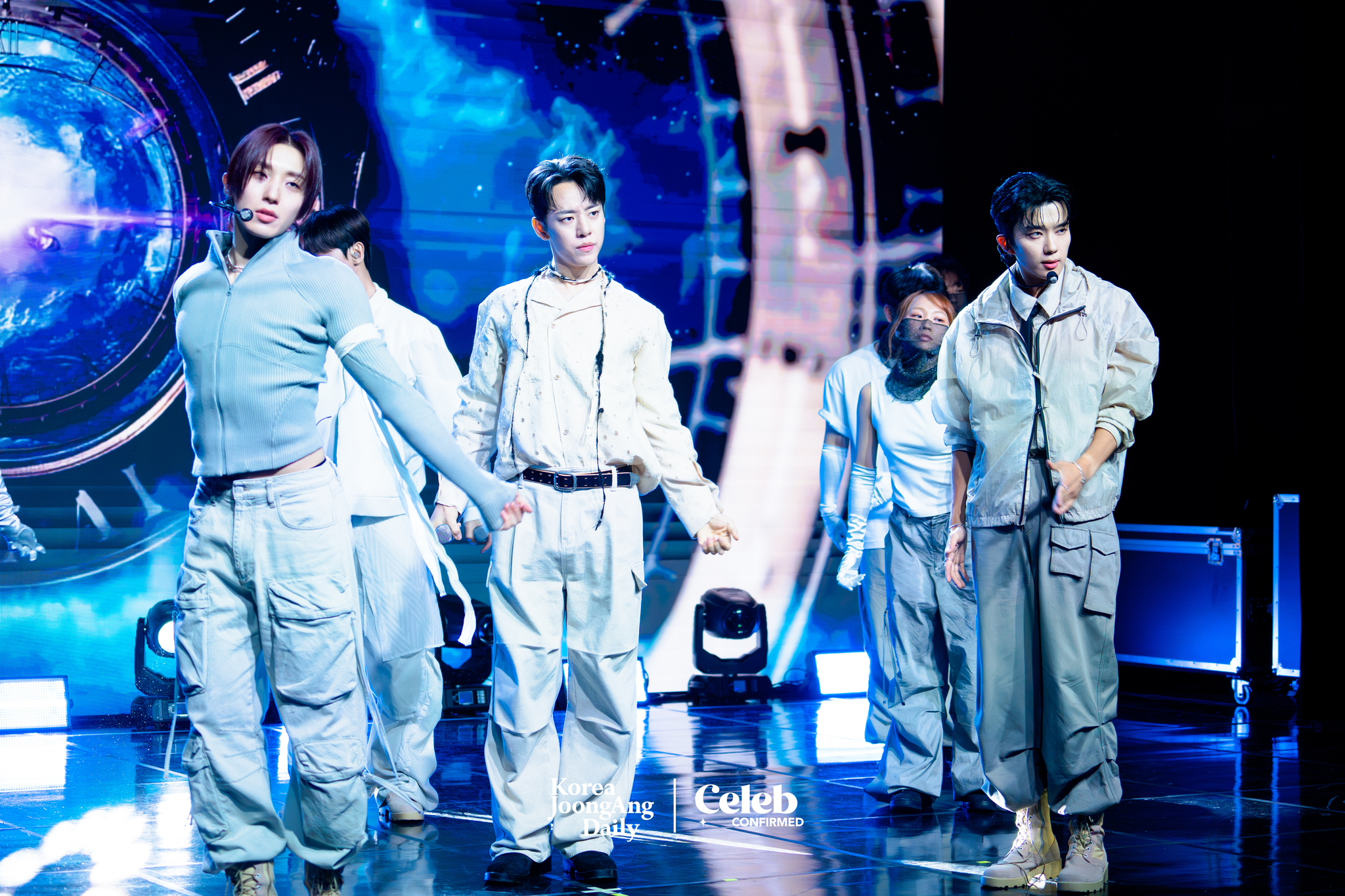 Boy band Bang&Jung&Yoo&Moon performs ″Gone″ during a press showcase Thursday at the Ilchi Art Hall in Gangnam District, southern Seoul. [DANIELA GONZALEZ PEREZ]