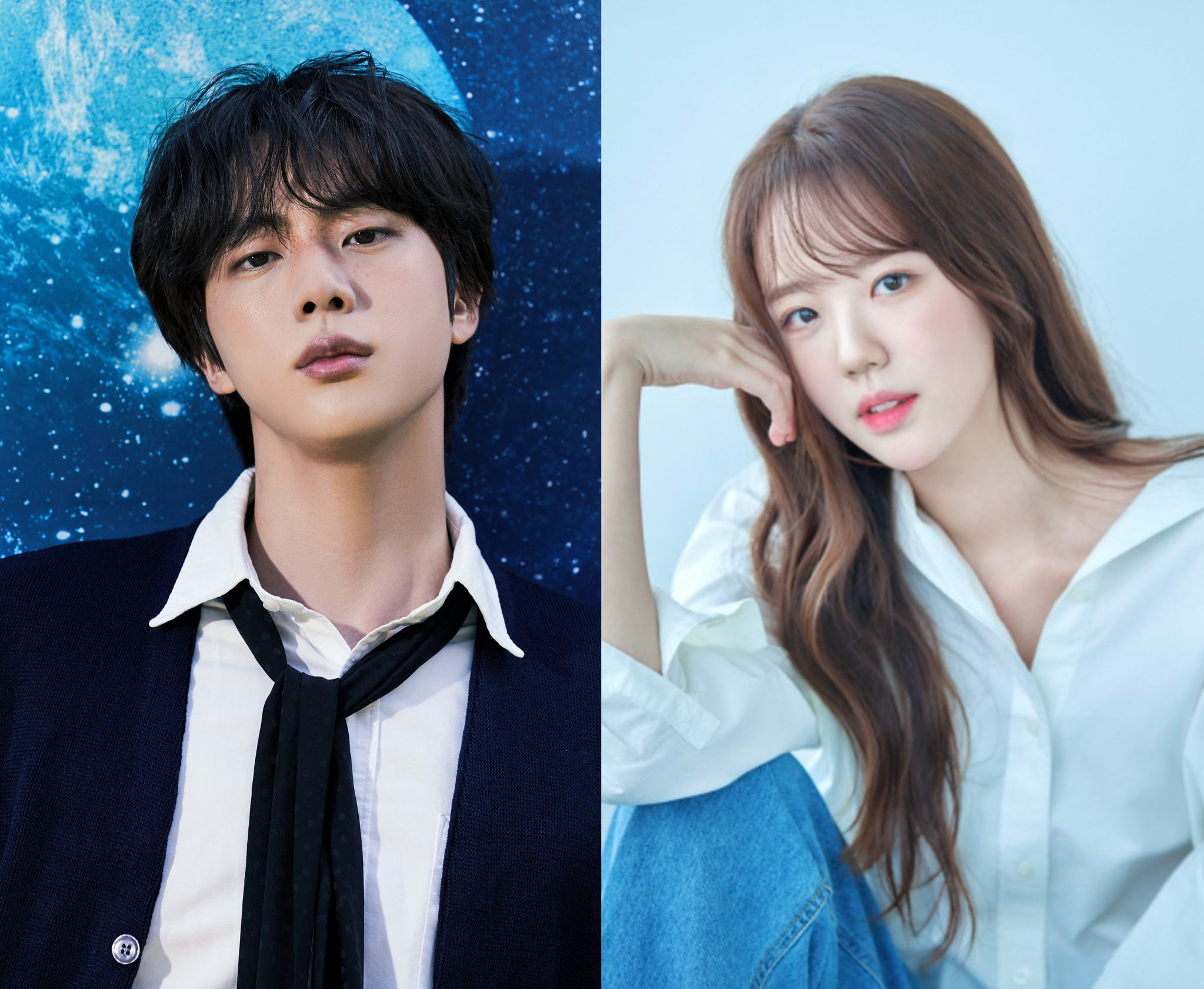 BTS's Jin, left, and actor Ji Ye-eun [BIGHIT MUSIC, CP ENTERTAINMENT]