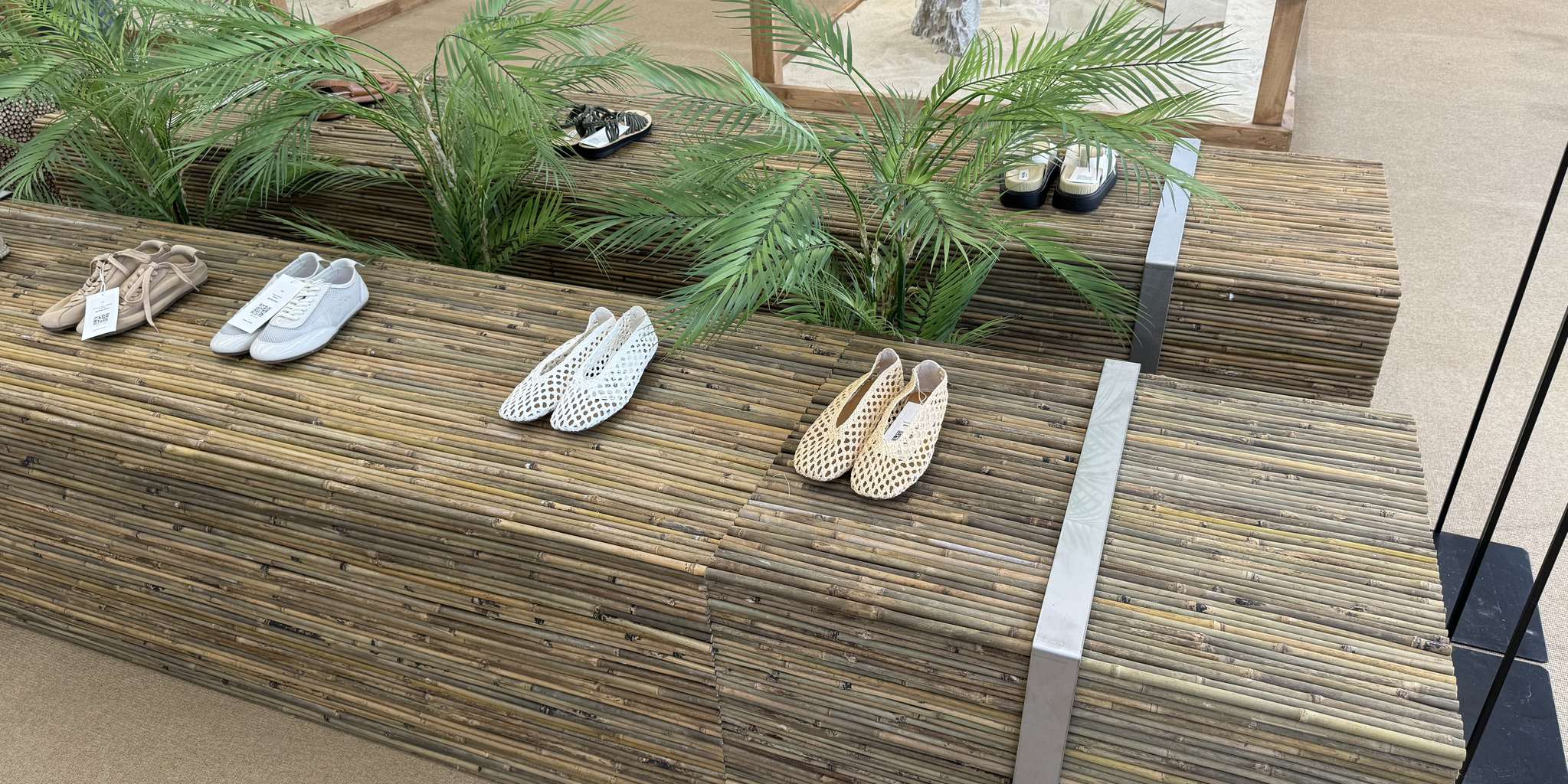 Shoes are displayed in "25SS Musinsa Season Preview" venue in Seongsu-dong in Seongdong District, eastern Seoul. [KIM JI-YE]