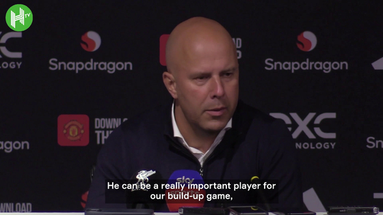 Liverpool manager Arne Slot speaks after his side's win over Manchester United in the Premier League on Sunday. [ONE FOOTBALL] 