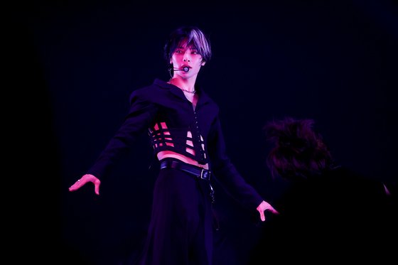 I.N of boy band Stray Kids performing at the band's ″dominATE″ Seoul concert at the KSPO Dome in southern Seoul [JYP ENTERTAINMENT]