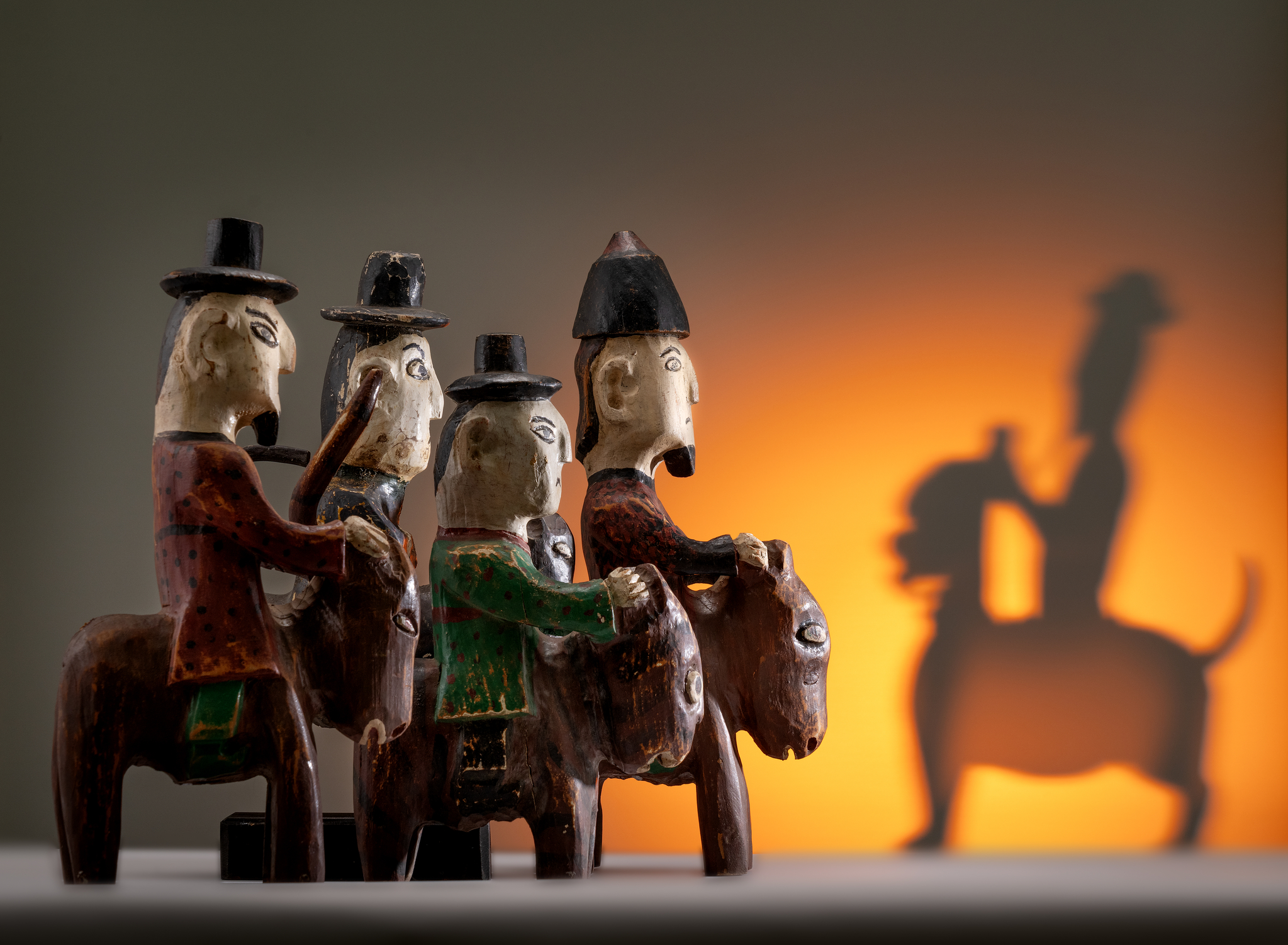 Kokdu (traditional wooden doll) as warriors riding on horses [NATIONAL FOLK MUSEUM OF KOREA]