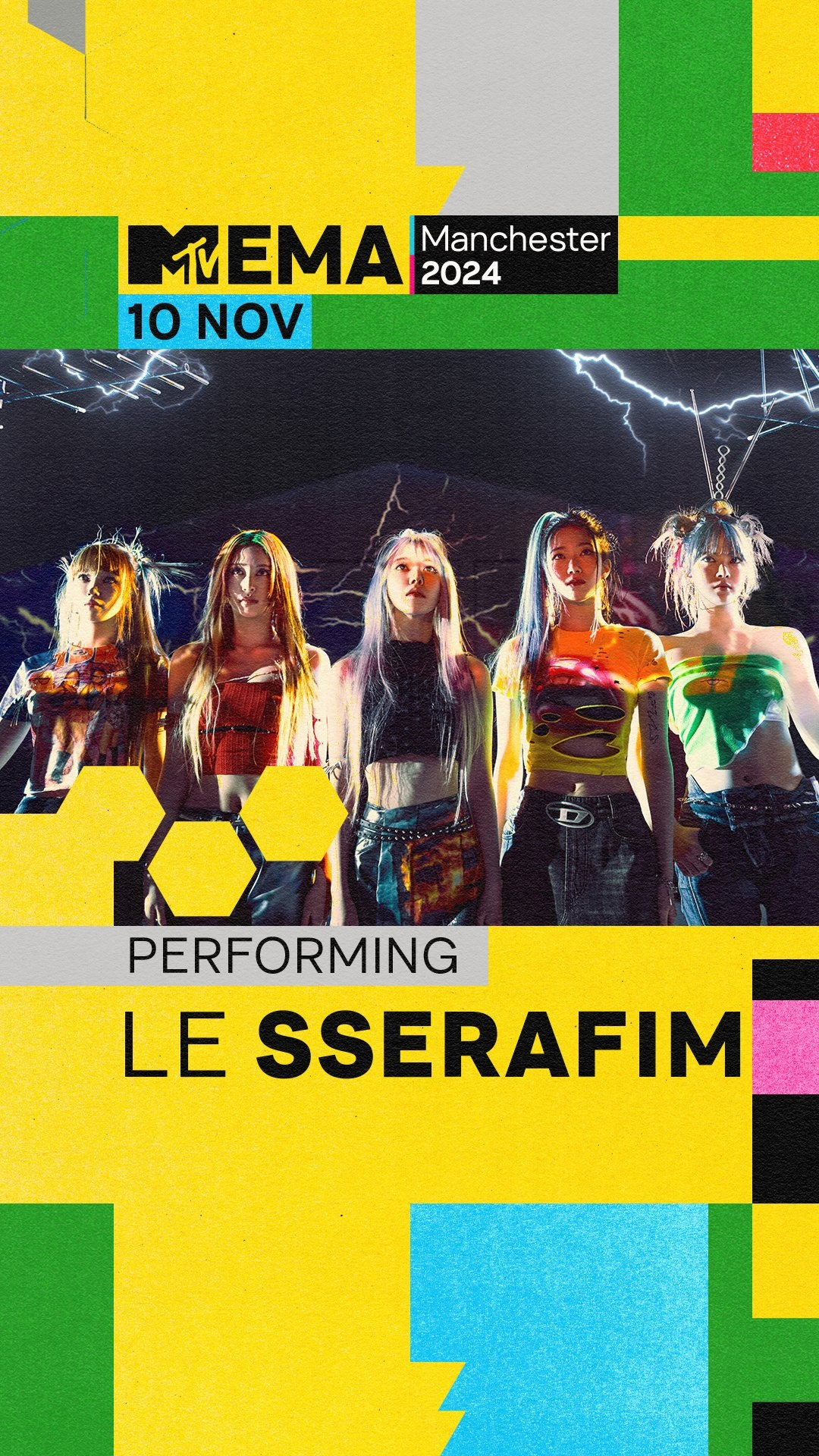An image announcing Le Sserafim's performance at 2024 MTV Europe Music Awards [MTV]