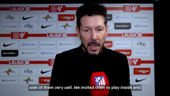 Atletico Madrid manager Diego Simeone speaks after his side's 1-0 win over Mallorca on Sunday. [ONE FOOTBALL] 