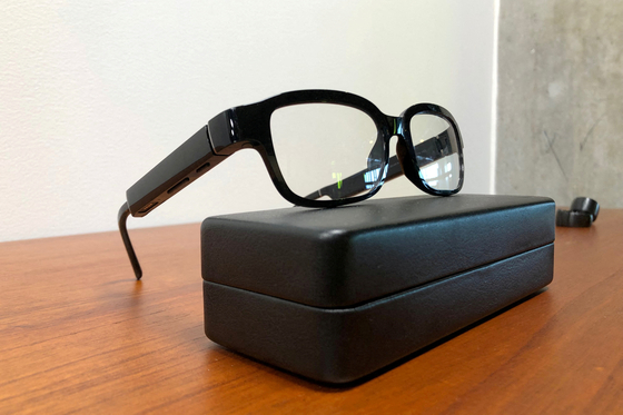 Amazon’s eyeglasses that come with its virtual assistant Alexa, the Echo Frames, rest on a display at the company's headquarters in Seattle, Washington, on Sept. 25, 2019. [REUTERS/YONHAP]