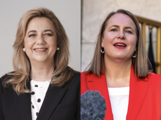 Left, Annastacia Palaszczuk, the former premier of Queensland, Australia, and Queensland Senator Nita Green [SCREEN CAPTURE]