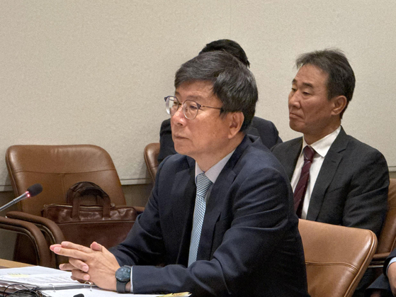Kim Euy-whan, South Korean consul general in New York, attends the annual parliamentary audit at the South Korean Permanent Mission to the United Nations in New York City on Oct. 13. [YONHAP]