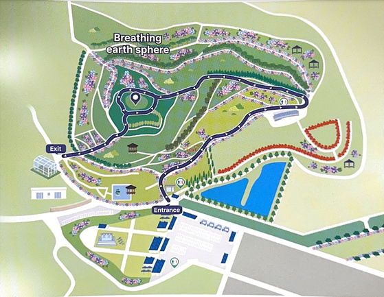 Map of ″Breathing earth sphere″ by Olafur Eliasson and the surrounding Docho Hydrangea Garden in Shinan County, South Jeolla [SHINAN COUNTY]