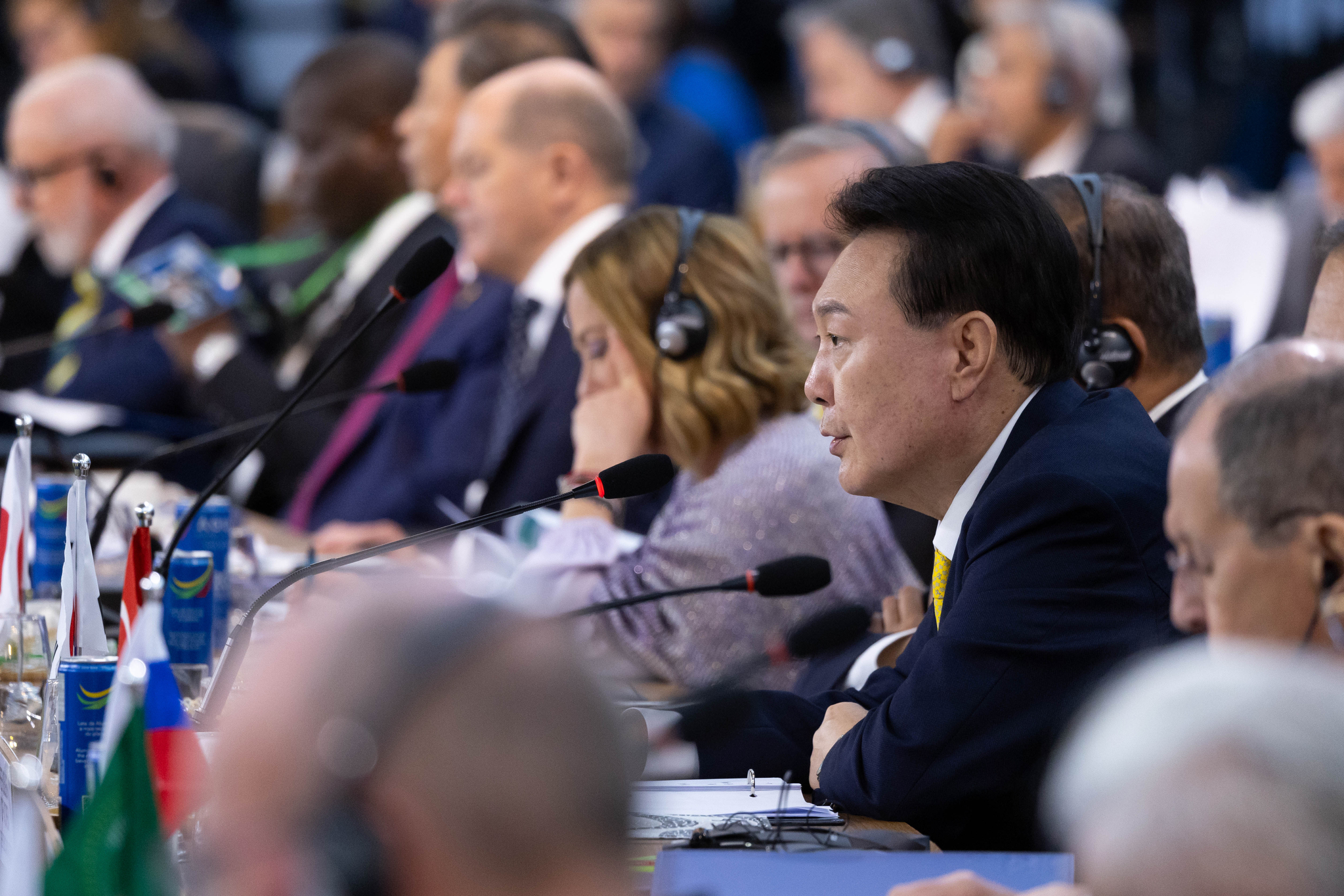 President Yoon Suk Yeol speaks during a session of the Group of 20 summit in Rio de Janeiro, Brazil, on Monday. [POOL/YONHAP] 