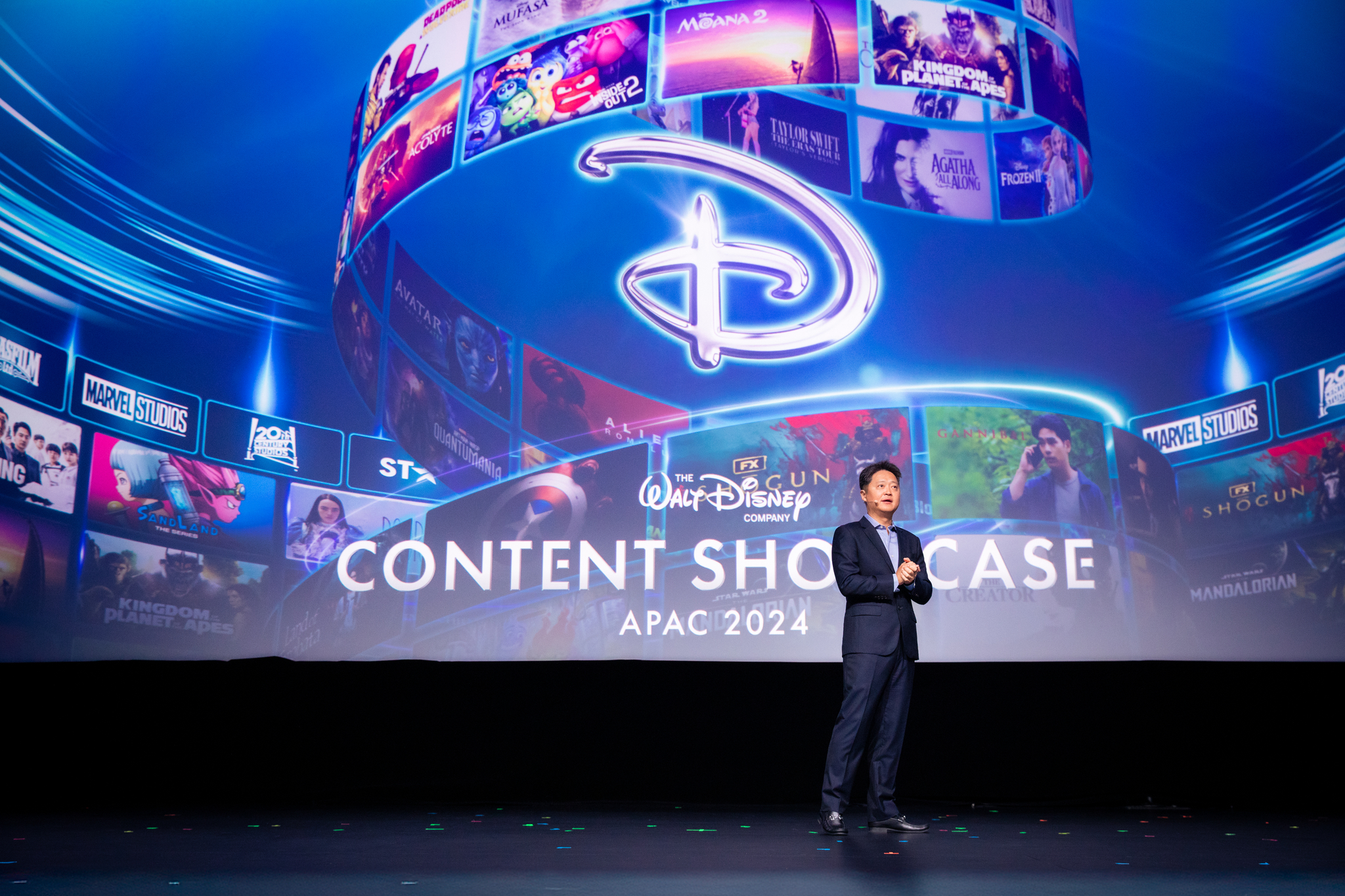 Luke Kang, president of The Walt Disney Company Asia Pacific, speaks during the 2024 Disney Content Showcase APAC held at Marina Bay Sands in Singapore on Wednesday. [WALT DISNEY COMPANY KOREA]