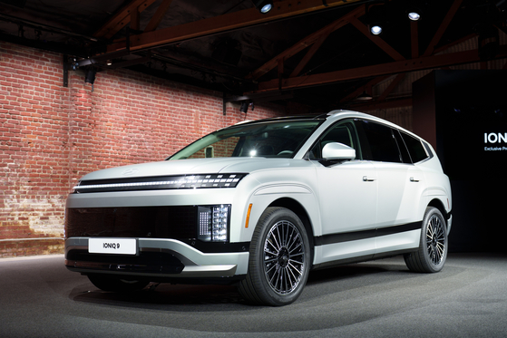 The Hyundai Ioniq 9 during the vehicle's media preview event held in Los Angeles in November [CHO YONG-JUN]