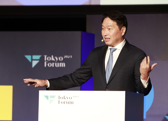 SK Group Chairman Chey Tae-won at the Tokyo Forum 2024 on Friday [SK GROUP]