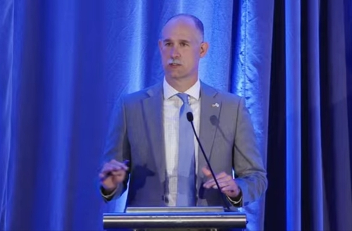 Jedidiah Royal, principal U.S. deputy assistant secretary of defense for Indo-Pacific security affairs, speaks during a forum hosted by the Korea Society in Washington on Nov. 22, 2024 in this photo captured from the Korea Society's YouTube account. [SCREEN CAPTURE]