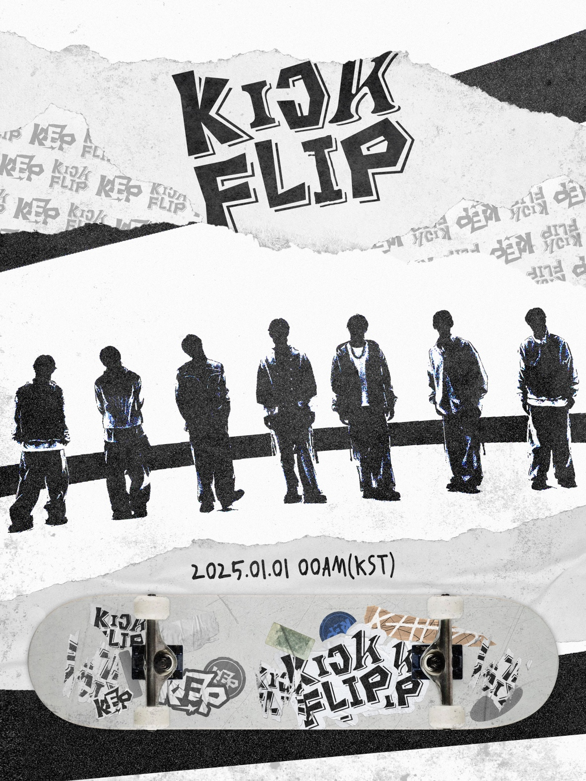 The promotion poster for JYP Entertainment's newest boy band KickFlip [JYP ENTERTAINMENT]