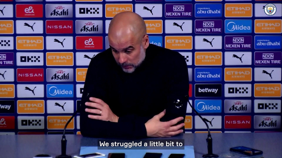 Pep Guardiola speaks after Manchester City lost 4-0 to Tottenham Hotspur on Saturday. [ONE FOOTBALL] 