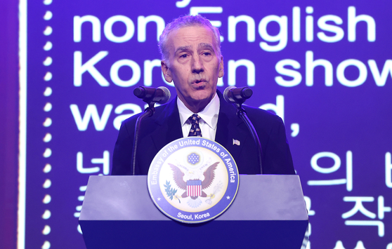 U.S. Ambassador to South Korea Philip Goldberg delivers a speech at an event commemorating U.S. Independence Day at a hotel in Seoul on July 3. [YONHAP]