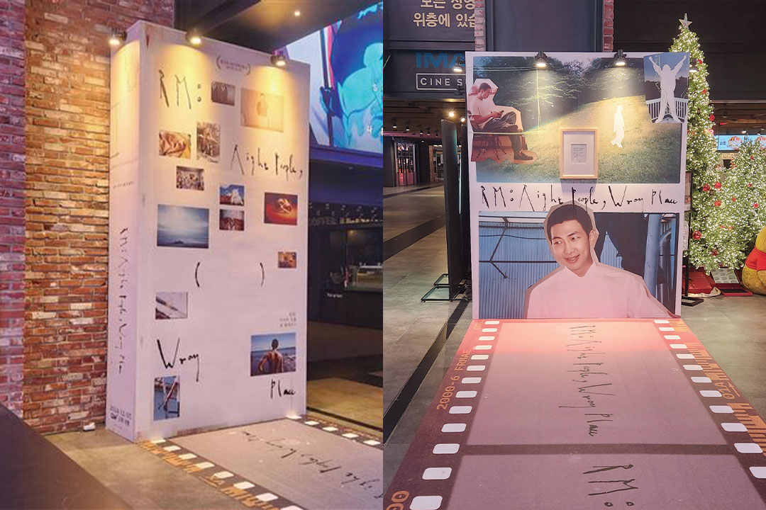 Photo zones of BTS's RM's documentary, ″RM: Right People, Wrong Place,″ set up at CGV Yongsan in central Seoul [CJ 4DPLEX]
