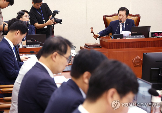 The Legislation and Judiciary Committee holds a plenary session at the National Assembly on Sept. 25 and passes the revision to the Act on Special Cases Concerning Punishments for Sexual Crimes. [YONHAP] 