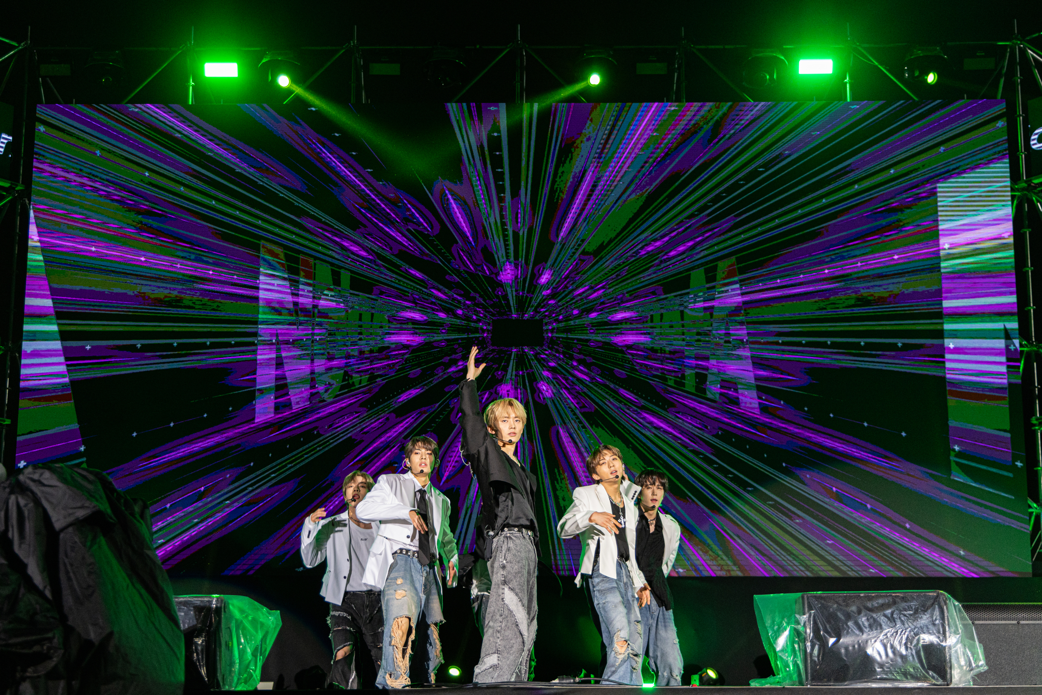 Soon-to-debut boy band NouerA performs at the K-Music Season Good Night Concert held at the Haeundae Beach on Oct. 3 in Busan. [KMCA]